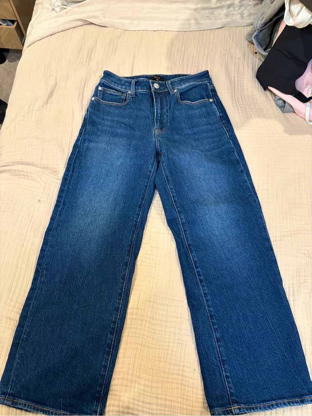 Quince Women's Bella Stretch Relaxed Straight Jeans BE5 Stormy Blue Size 27